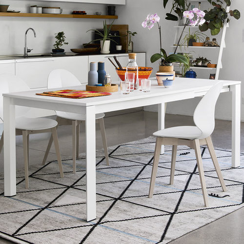 Moderner Tisch - DUCA - calligaris - Holzfurnier / Hartglas / Metall