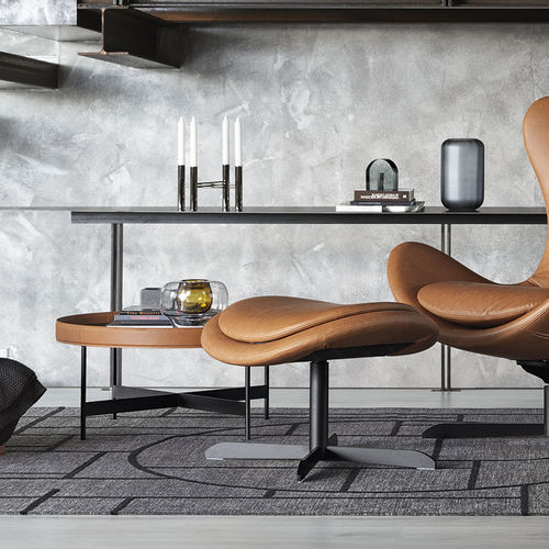 Moderner Fußschemel - LAZY - calligaris - Stoff / Esche / Metall