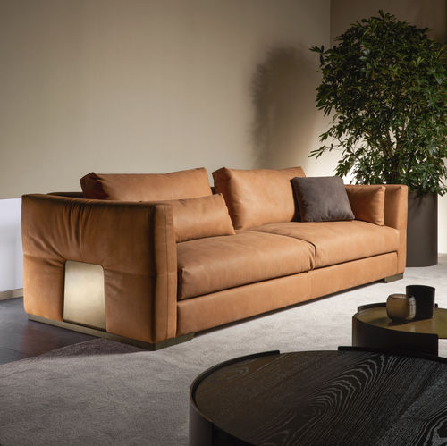 Modernes Sofa - MONTECARLO - CANTORI - Stoff / Leder / grau