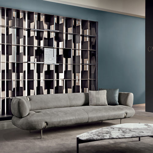 Modernes Sofa - JOHNSON - CANTORI - Leder / mit Armlehnen / grau