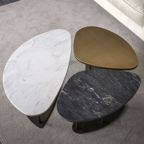Moderner Couchtisch - NINFEA - CANTORI - Esche / Marmor / Travertin