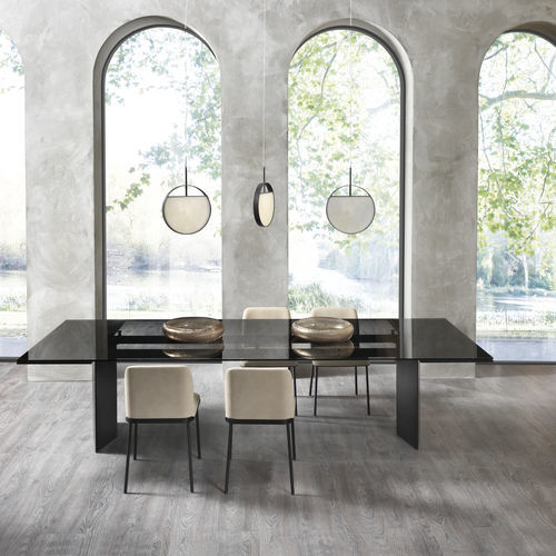 Moderner Tisch - MILTON - CANTORI - Glas / Gestell aus Stahl / rechteckig