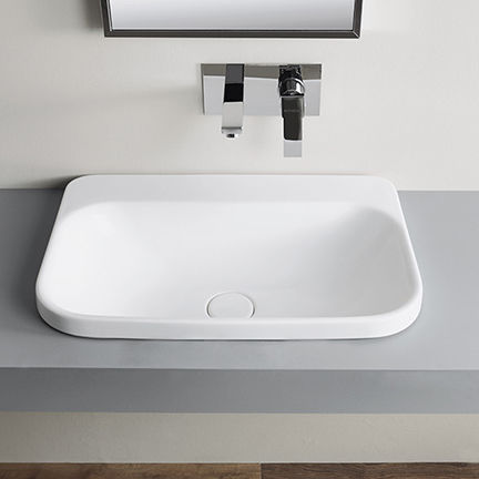 Halbeinbauwaschbecken - DIVA SLIM - Ceramica Althea - Keramik / rechteckig / 1-Loch