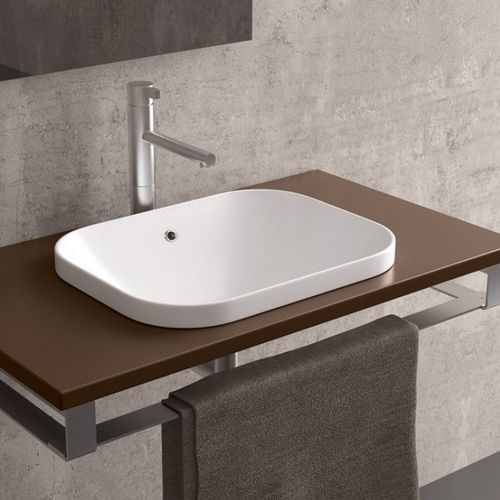 Halbeinbauwaschbecken - MOVADO 58 - Ceramica Althea - Keramik / rechteckig / ohne Öffnung