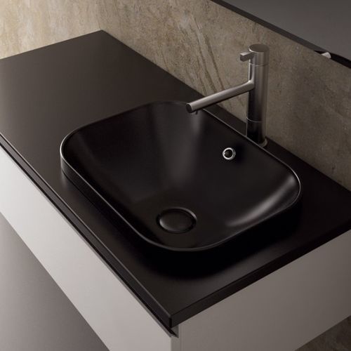 Halbeinbauwaschbecken - MOVADO 45 - Ceramica Althea - Keramik / rechteckig / ohne Öffnung