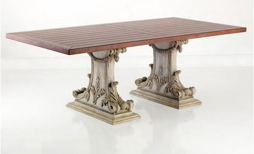 Stil-Esstisch - CHELINI 1898 : ART. 828 + TABLE TOP ART. 6002 - CHELINI - Massivholz / Gestell aus Massivholz / rechteckig