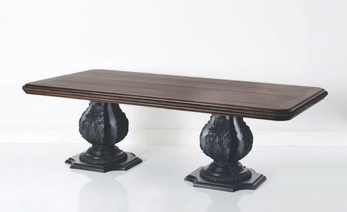 Stil-Esstisch - CHELINI 1898 : ART. 1145 + TABLE TOP ART. 6016 - CHELINI - Massivholz / Gestell aus Massivholz / rechteckig