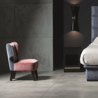 Moderner Kaminsessel - MIMOSA  - CHELINI - Stoff / grau / rosa