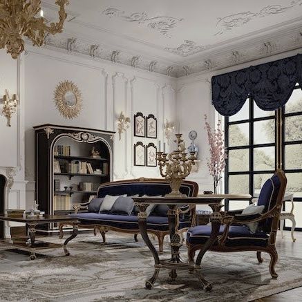 Stil-Sofa - CHELINI - Stoff / mit Kissen / blau
