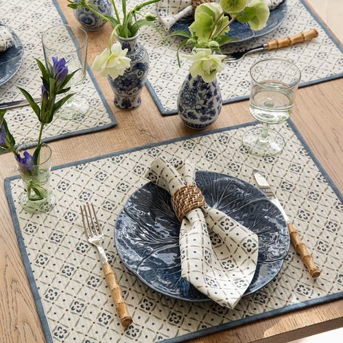 Leinen-Tischset - GARDEN TRELLIS - CHELSEA TEXTILES - handgefertigt / Für Feinkostgeschäft / für Hotels