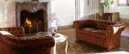 Halbrundes Sofa - ROYAL - DANTI di Danti Stefano e C. - Chesterfield / Leder / rot