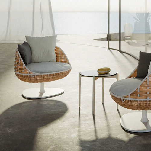 Moderner Sessel - SWINGREST - DEDON GmbH - Stoff / Aluminium / Teakholz