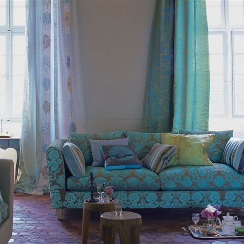 Möbelstoff - MURANO - DESIGNERS GUILD - für Vorhänge / Streifenmuster / Blumenmotive
