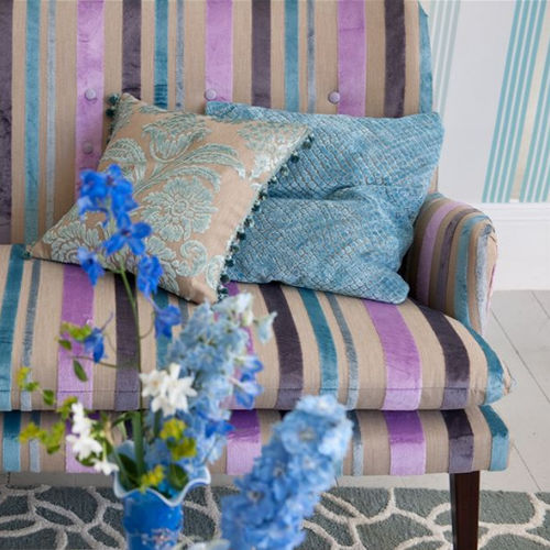 Möbelstoff - MORSKAYA - DESIGNERS GUILD - Streifenmuster / Damast-Motiv / Samt