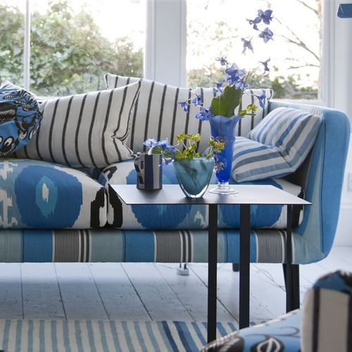 Möbelstoff - MONTICELLO - DESIGNERS GUILD - Streifenmuster / Baumwolle / bedruckt