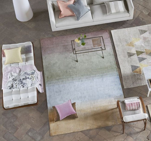 Moderner Teppich - MONTMARTRE ZINC - DESIGNERS GUILD - Streifenmuster / Leinen / Samt