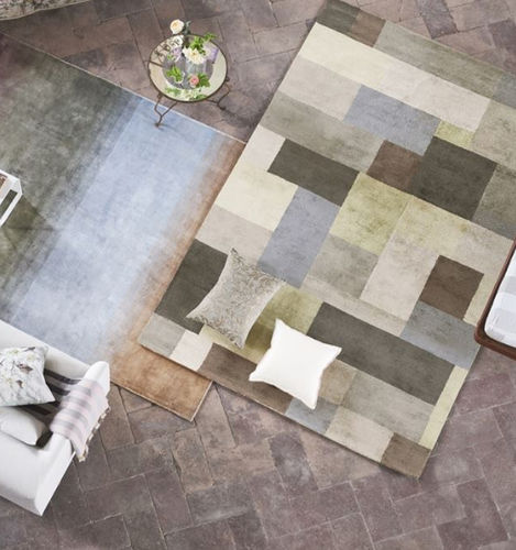 Moderner Teppich - BARCHESSA SLATE - DESIGNERS GUILD - mit geometrischen Motiven / Viskose / rechteckig