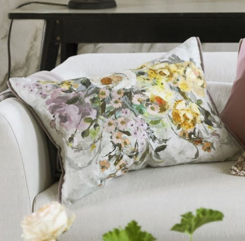 Rechteckiges Kissen - VERONESE - DESIGNERS GUILD - Blumenmotiv / Leinen / mehrfarbig