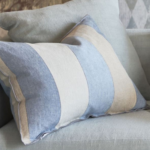 Rechteckiges Kissen - BRERA GESSATO - DESIGNERS GUILD - Streifenmuster / Leinen / weiß