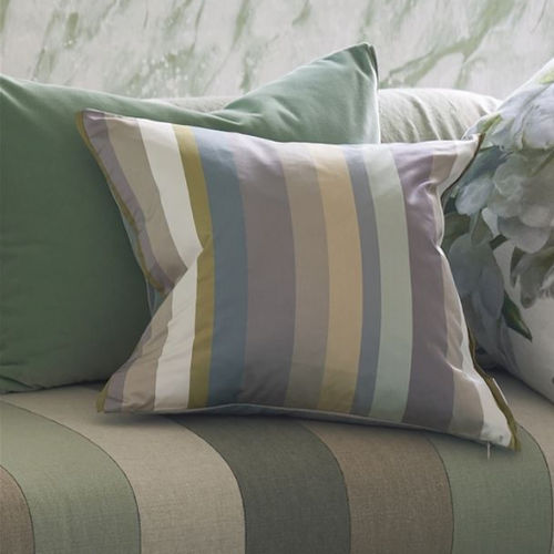 Quadratisches Kissen - TANCHOI GRAPHITE - DESIGNERS GUILD - Streifenmuster / mehrfarbig