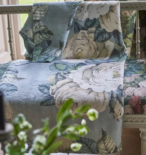 Leinenplaid - THE ROSE SWEDISH BLUE - DESIGNERS GUILD
