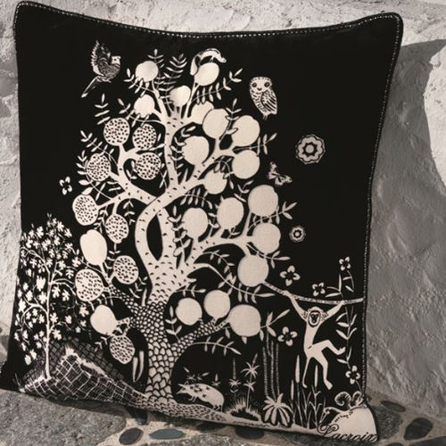 Quadratisches Kissen - CLAIRIERE PRIMEVERE - DESIGNERS GUILD - Naturmotiv / Baumwolle / weiß