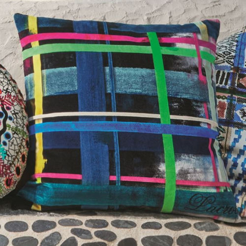 Quadratisches Kissen - L'ENTRELAC MULTICOLORE - DESIGNERS GUILD - Motiv / Baumwolle / mehrfarbig