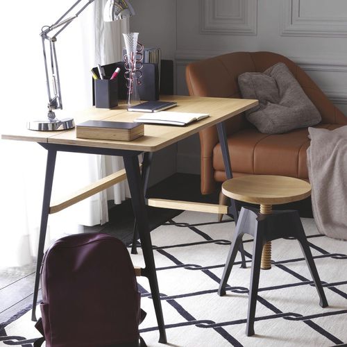 Moderner Hocker - PORTABLE ATELIER - DRIADE - Buche / Gestell aus Buche / mit 3 Beinen