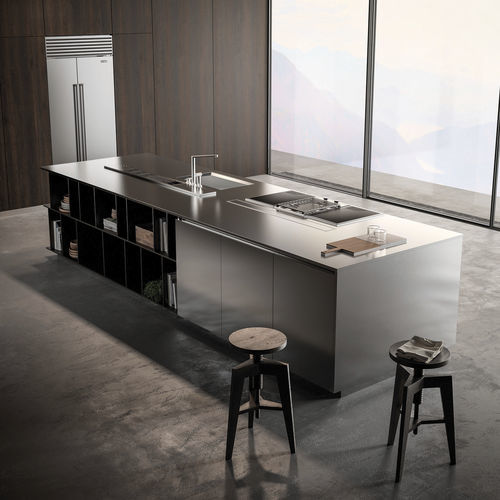 Moderne Küche - L’evoluzione - EFFETI INDUSTRIE - Holzfurnier / Stahl / Aluminium