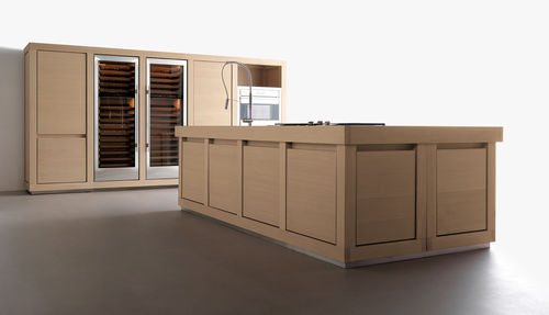 Moderne Küche - Wood 100% - EFFETI INDUSTRIE - Kastanienholz / Kochinsel / ohne Griff
