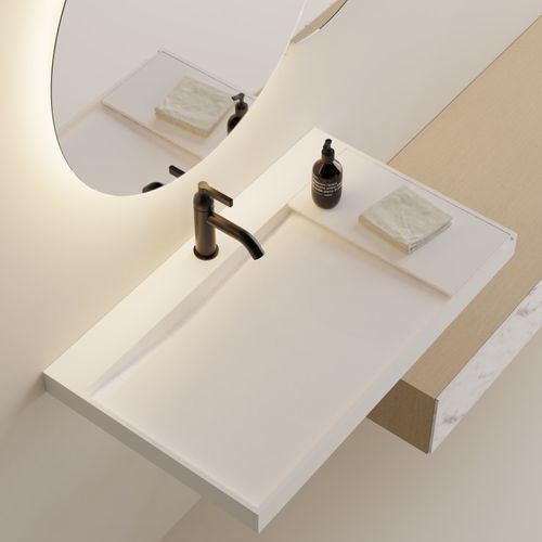 Wand-Waschbecken - Litorale - AGAPE - Mineralwerkstoff / Mischbatterie / nach Maß