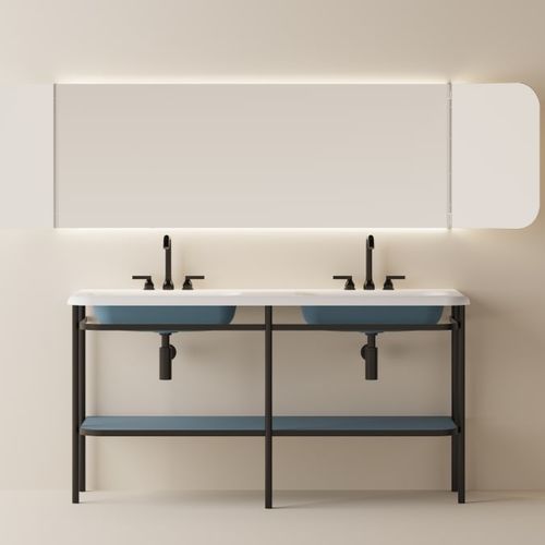 Konsole Waschbecken - Ottocento - AGAPE - Mineralwerkstoff / Mischbatterie / nach Maß