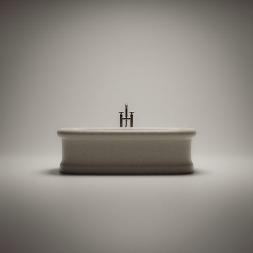 Ovale Badewanne - MEMORY - AGAPE - freistehend / für Wohnungen / Stein