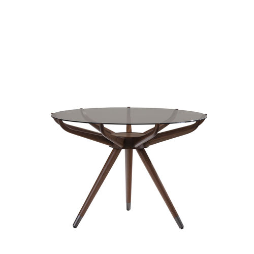 Moderner Couchtisch - CHARLI CHA 26B - GALIMBERTI NINO - Glas / Gestell aus Holz / rund