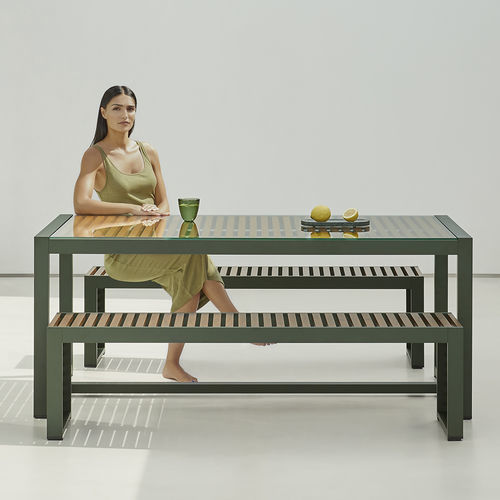 Moderner Esstisch - DNA - GANDIA BLASCO - Glas / Gestell aus Aluminium / Gestell aus anodisiertem Aluminium
