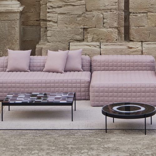 Moderner Couchtisch - IRIS - GANDIA BLASCO - Hartglas / Gestell aus thermolackiertem Aluminium / rechteckig