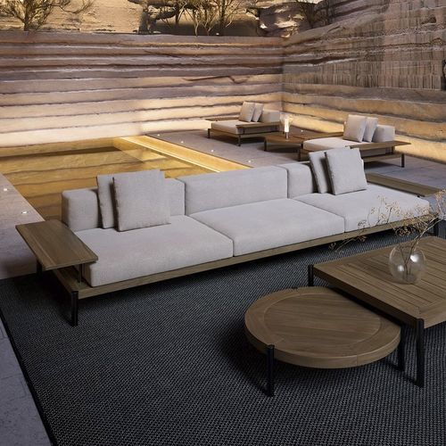 Modernes Sofa - LADEMADERA - GANDIA BLASCO - für Außenbereich / abperlendes Gewebe / mit Armlehnen