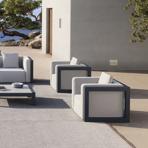 Moderner Sessel - ISLABLANCA - GANDIA BLASCO - abperlendes Gewebe / thermolackiertes Aluminium / mit abnehmbarem Kissen