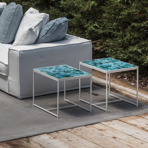 Design-Beistelltisch - FORT POINT - VILLEVENETE BY GATTI - Lochblech / Keramik / Gestell aus gestrichenem Metall
