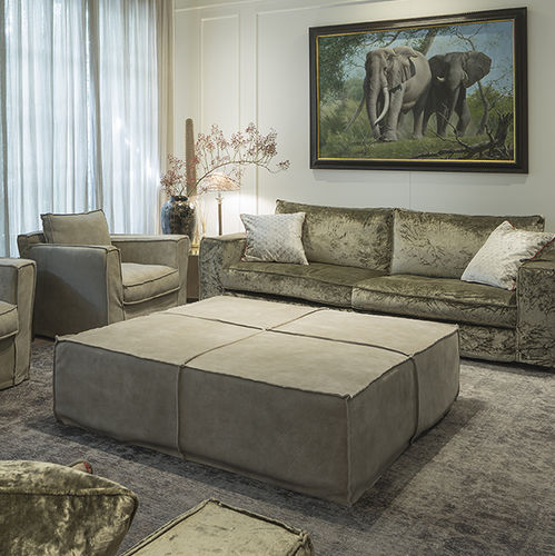 Moderne Ottomane - CROSS - VILLEVENETE BY GATTI - Stoff / Leder / quadratisch