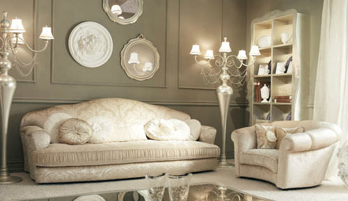 Stil-Sofa - ISCHIA - GIUSTI PORTOS - Samt / beige / 3 Plätze