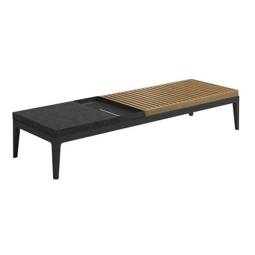 Moderner Couchtisch - GRID - GLOSTER - Teakholz / Aluminium / Keramik