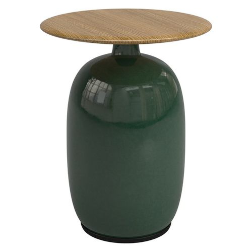 Moderner Beistelltisch - BLOW - GLOSTER - Teakholz / Gestell aus Keramik / Gestell aus Stein