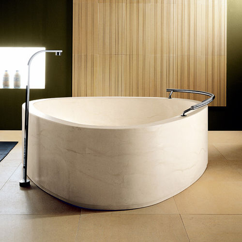Freistehende Badewanne - NILO - I CONCI - für Wohnungen / Stein / gebürsteter Edelstahl