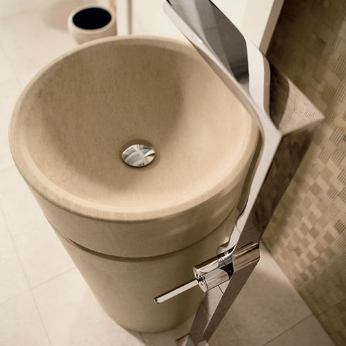 Bodenstehendes Handwaschbecken - TONDO - I CONCI - rund / Stein
