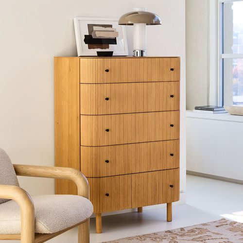 Hohe Kommode - Ellington - West Elm - modern / Eiche / Massivholz