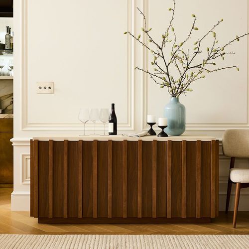 Modernes Sideboard - Louis Media - West Elm - Nussbaum / Holzfurnier / Massivholz