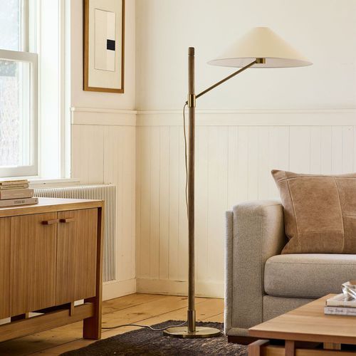 Stehleuchte - Devon - West Elm - Metall / Stoff / Esche