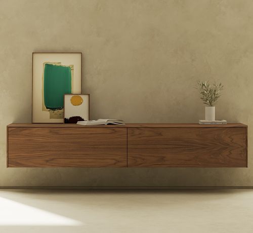 Sideboard mit hohen Beinen - MALMÖ - punt mobles - wandmontiert / modern / Eiche