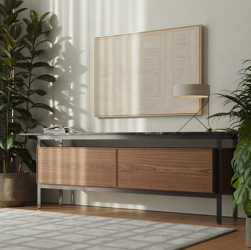 Modernes Sideboard - CHICAGO - punt mobles - Nussbaum / Stahl / Marmor